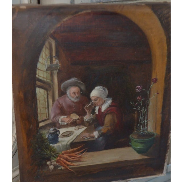 Late 19th Century "Peasants at the Table" French School Figurative Oil Painting For Sale - Image 4 of 10