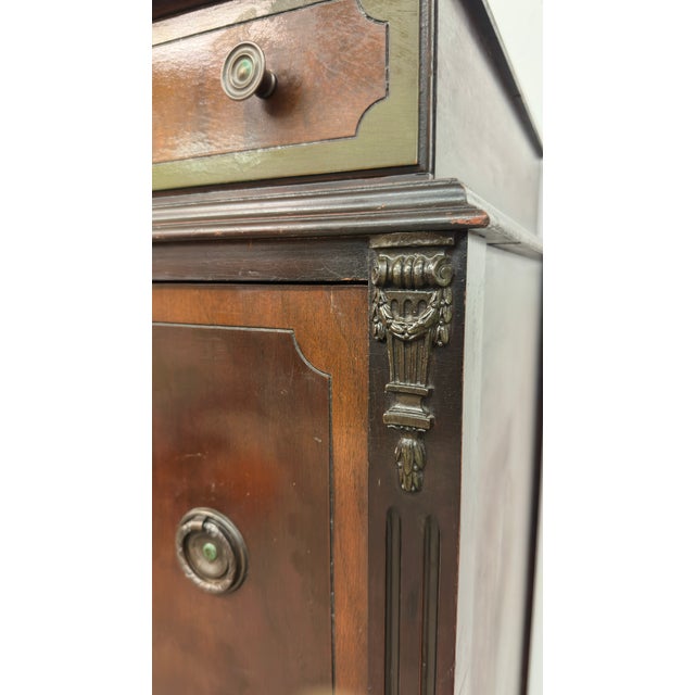 Antique 4-Drawer Wood Tallboy Chest of Drawers With Painted Accents For Sale - Image 12 of 14