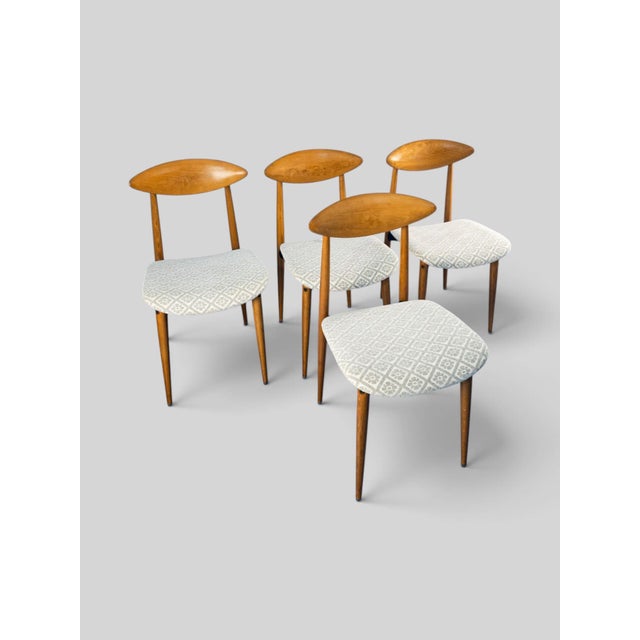 Tan Mid-Century Italian Dining Chairs in Beech, Italy, 1960s, Set of 4 For Sale - Image 8 of 18