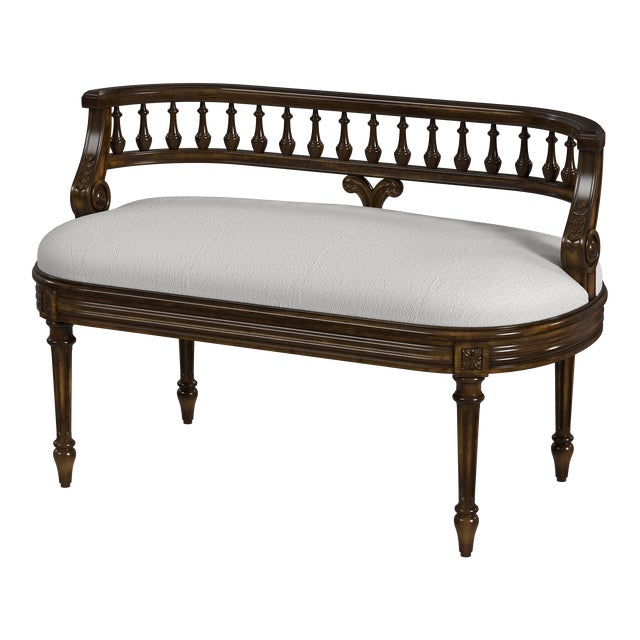 Hathaway 37" Upholstered Bench, Antique Cherry For Sale