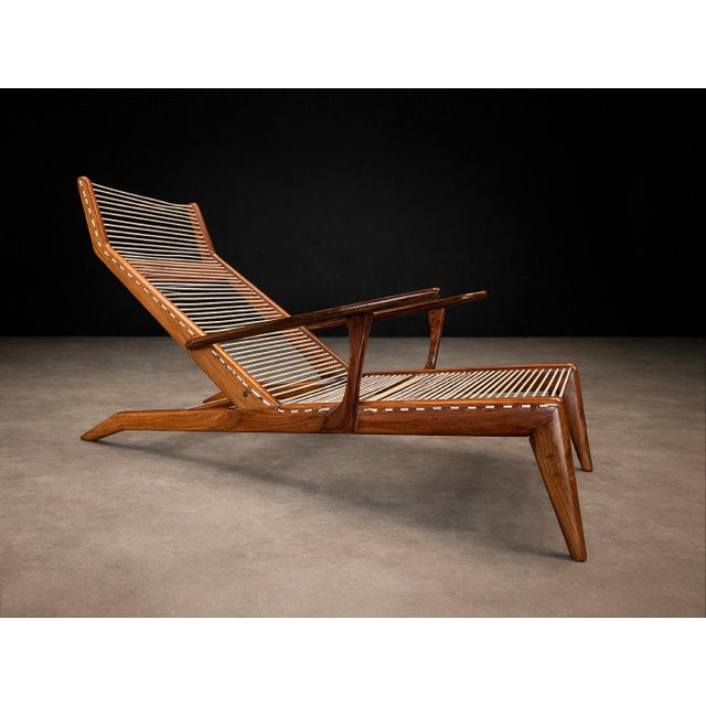 Brazilian Modern Chaise Lounge in Caviúna Wood & Fabric by Pierre Weckx, Brazil, 1950s — Lot 573A For Sale - Image 12 of 17
