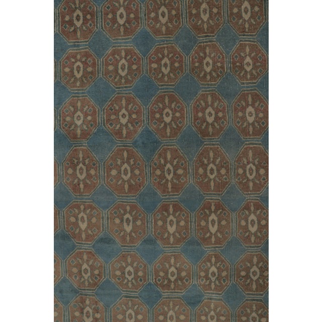 Rug & Kilim’s Caucasian-Inspired Rug, Blue With Beige-Brown Star Medallions For Sale In New York - Image 6 of 8