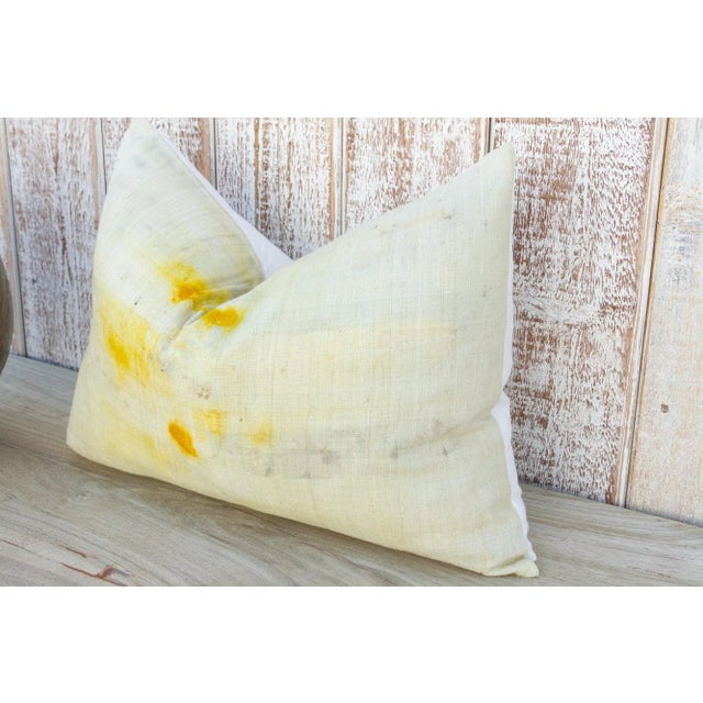 Indian Vintage Birinchi Tie Dyed Organic Silk Lumbar Pillow For Sale - Image 3 of 9