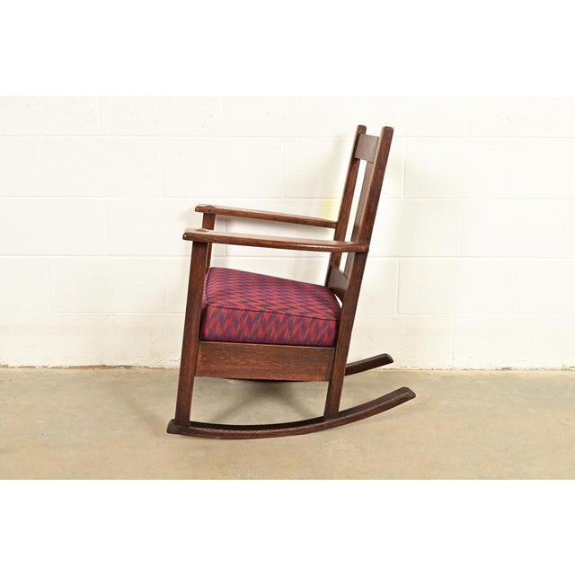 Limbert Antique Mission Oak Arts & Crafts Rocking Chair, Circa 1910 For Sale - Image 9 of 12