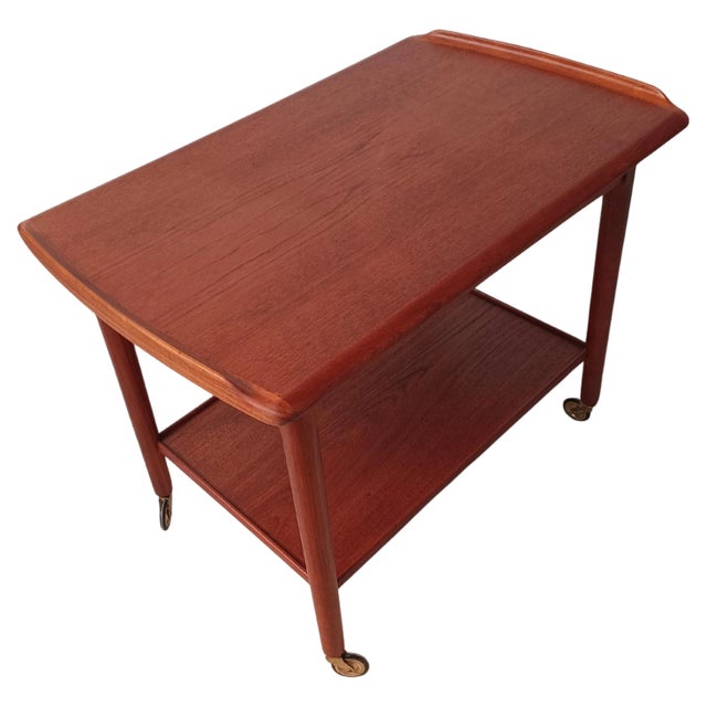 Fully Restored Danish Teak Bar Cart with Integrated Tray, 1960s For Sale