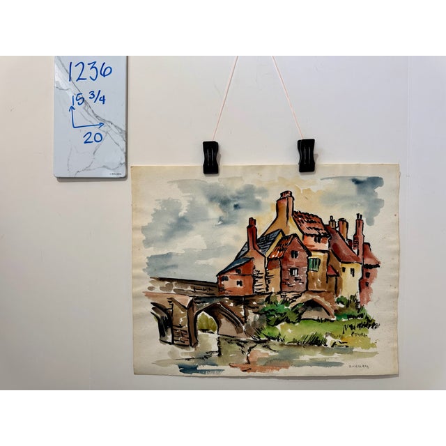 Paper Henry Emil Salloch Original Watercolor on Paper Durham, 1962. For Sale - Image 7 of 7