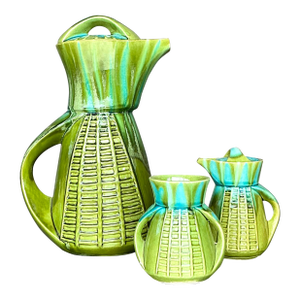 Vintage Mid-Century Modern Marcia of California Glazed Ceramic Coffee Service- 3 Pieces