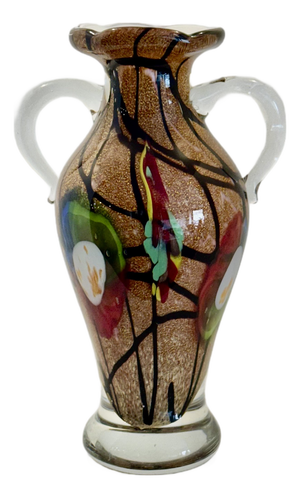 Double-Illustrated Vase with Crystal Levers Based on the Classic Amphora Shape by Mauro Rosso for Lorenzo Kasparie