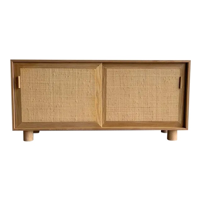Made to Order White Oak Cane Credenza For Sale