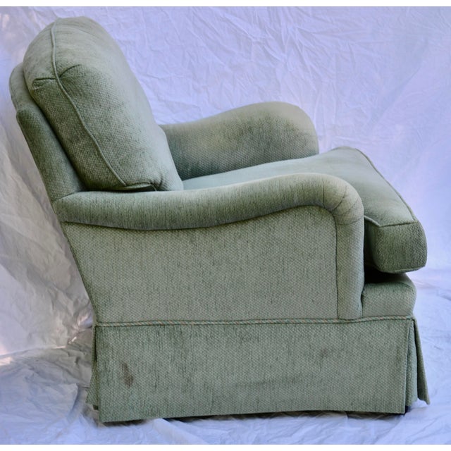 English Arm Chair and Ottoman in Sage Green Velvet Chenille by Colony Interiors. The chair was designed by and built for...