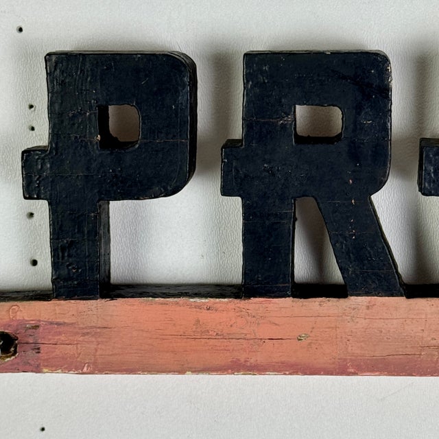 Mid 20th Century Lovely Vintage "General Practice" Painted Wood Sign in Pink and Black For Sale - Image 5 of 9