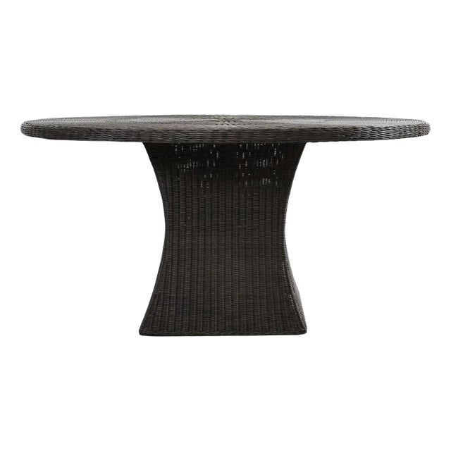 McGuire Woven Resin Wicker Garden Dining Table For Sale