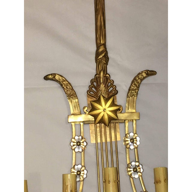 1970s Louis XVI Style Harp Back Bronze Wall Sconce - Set of 6 For Sale - Image 5 of 9