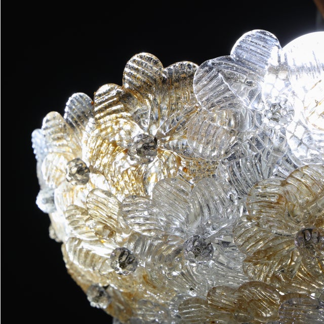 1980s Wonderful Orange and Transparent Murano Glass Ceiling Light Flower by Seguso For Sale - Image 10 of 12