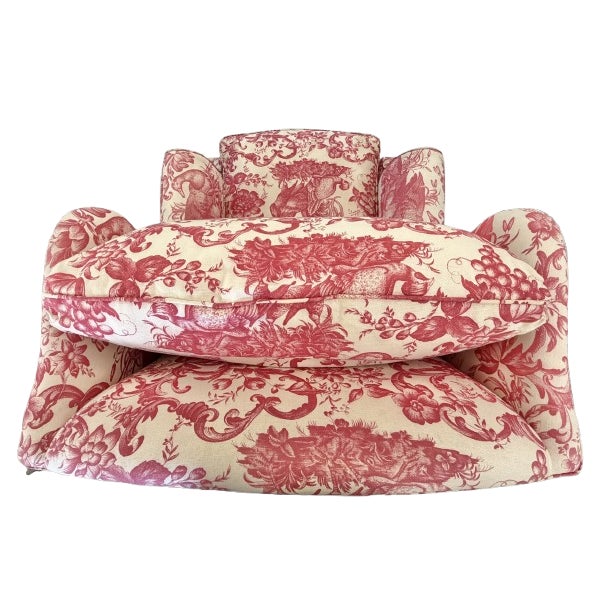 Custom English Wingback Chair in Red Toile by Brunschwig & Fils For Sale - Image 11 of 18