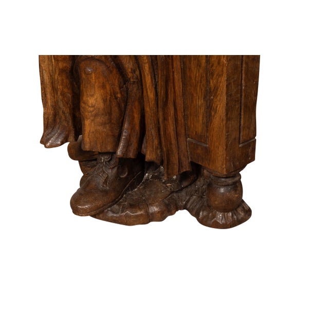 Flemish Baroque Carved Oak Figure Of A Scholar For Sale - Image 11 of 12