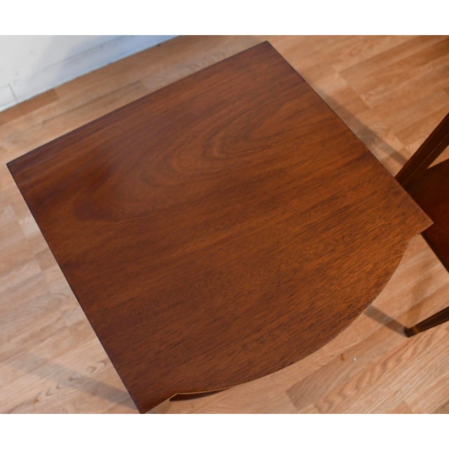 1940s 1940s Pair Biggs Virginia English Sheraton Mahogany Side Tables / End Tables For Sale - Image 5 of 18