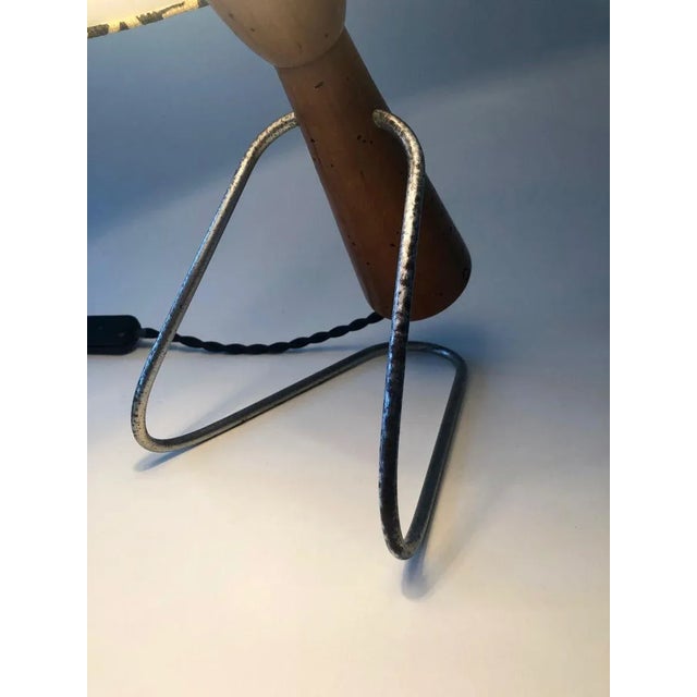 Mid-Century Table Lamp with Shade in Andrew Marten Linen, 1950s For Sale - Image 10 of 15