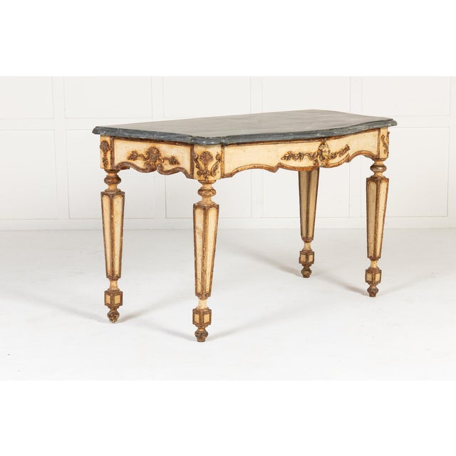 18th Century Italian Painted Console or Side Table with Wonderfully Patinated Original Finish. This serpentine console or...