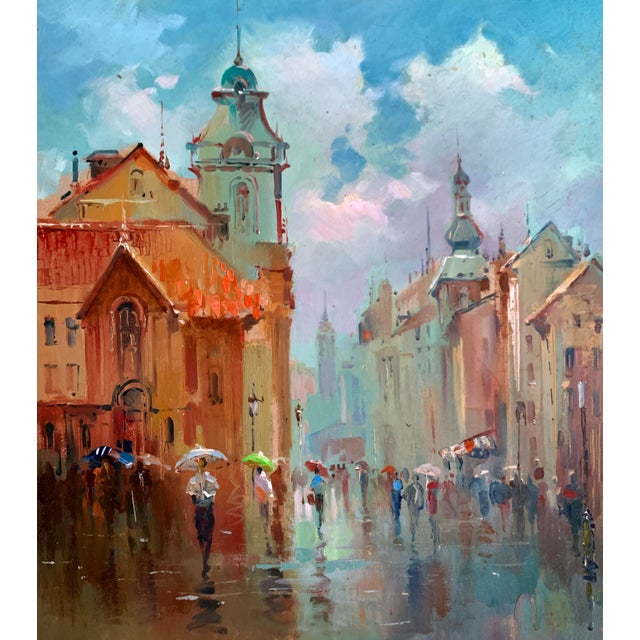 Oil Painting Dynamics of Urban Life Yuriy Suprunchuk For Sale