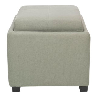 Single Tray Ottoman in Seamist For Sale