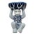 Vintage Blue White Floral Chinoiserie Monkey Bowl For Sale