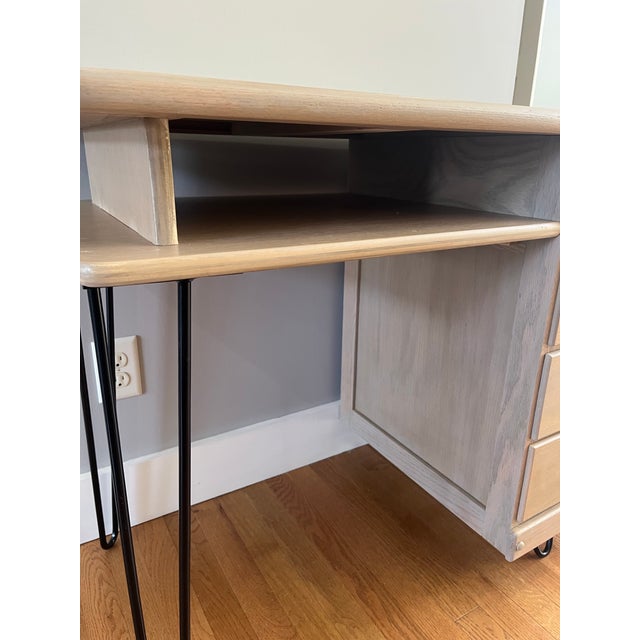 1950s MCM Oak Writing/ Student Desk For Sale - Image 4 of 8