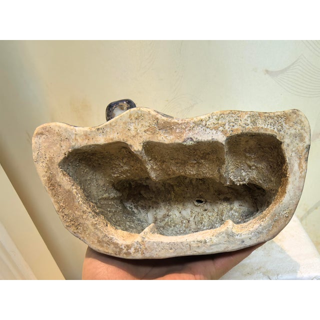 Early 20th Century Chinese Vintage Ceramic Buddhist Sculpture,Hand Carved Blue and White Porcelain the Eighteen Arhats Statue For Sale - Image 5 of 7