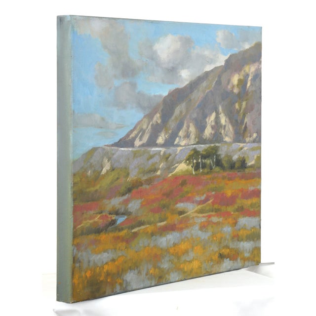 Mountain Landscape with Wildflowers in the Marsh in Acrylic on Canvas Lush landscape by unknown central California coast...