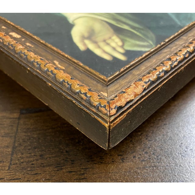 Pair of Rare Antique Religious Framed Prints of the Sacred Heart of Jesus and the Immaculate Heart of Mary For Sale - Image 9 of 18