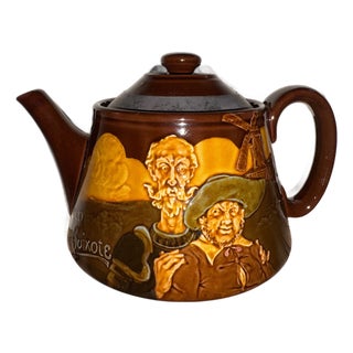 Ceramic Teapot with Don Quixote and Sancho Panza from Royal Doulton Kingsware, England, 1950 For Sale