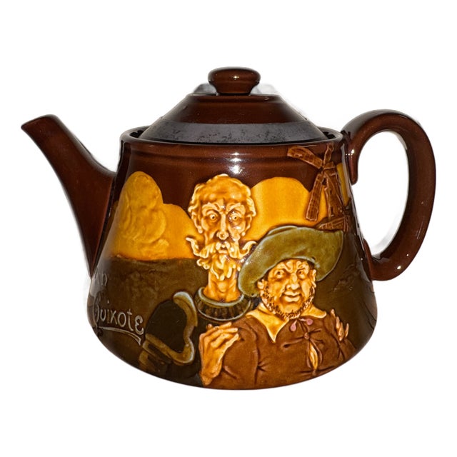 Ceramic Teapot with Don Quixote and Sancho Panza from Royal Doulton Kingsware, England, 1950 For Sale