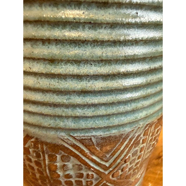 Blue Vintage Mid Century Signed Studio Pottery Vase in the Style of Bitossi For Sale - Image 8 of 8