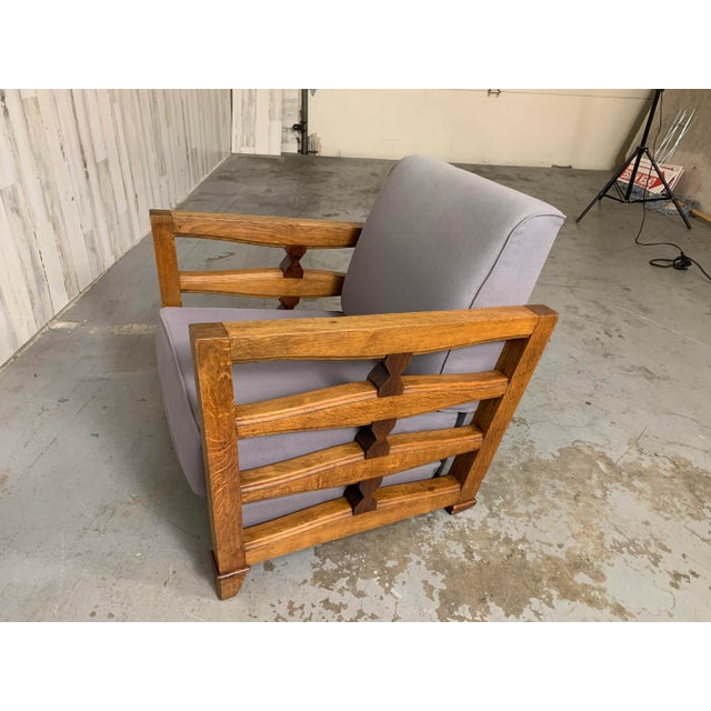 Mid-Century Modern 1950's French Oak Petite Lounge Chair For Sale - Image 3 of 12