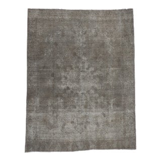 Mid 20th Century Vintage Distressed Gray Rug - 08'09 X 11'04 For Sale