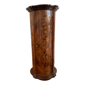 Inlaid Pedestal Table With 2 Glass Shelves Inside From Sorrento Italy