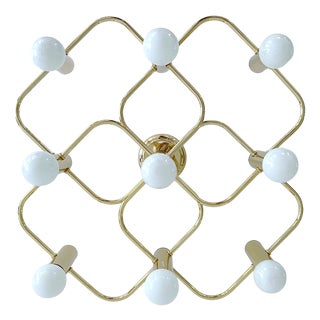 Large Space Age Gilded Ceiling Light from Leola For Sale