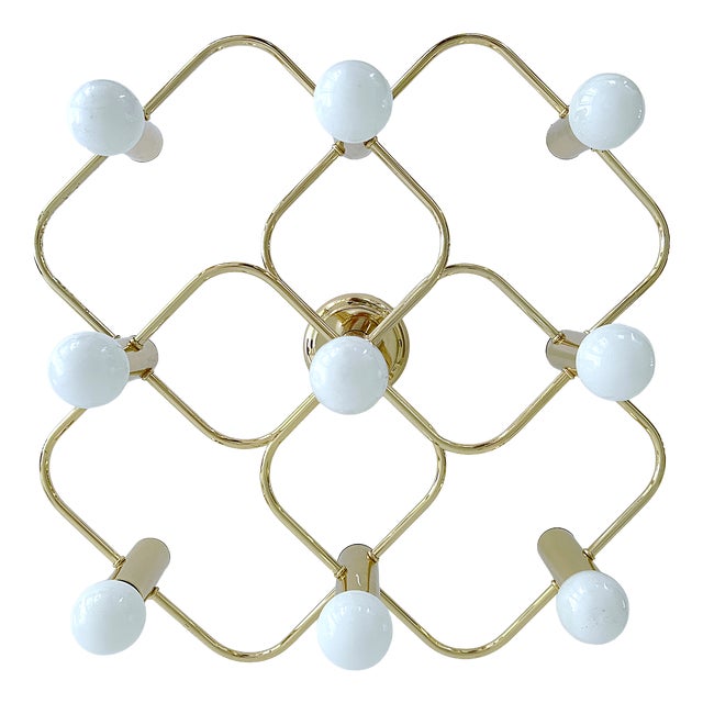 Large Space Age Gilded Ceiling Light from Leola For Sale