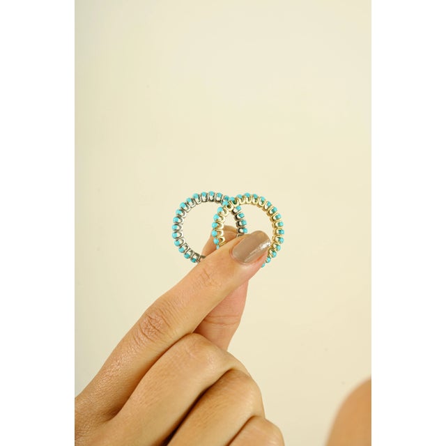 Contemporary Summer Natural Turquoise 14k Gold Eternity Band Size 6 For Sale - Image 3 of 12