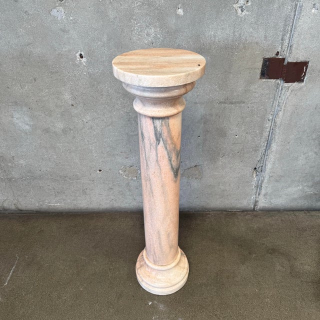 Hollywood Regency Vintage Blush Marble Column Pedestal #1 For Sale - Image 3 of 10