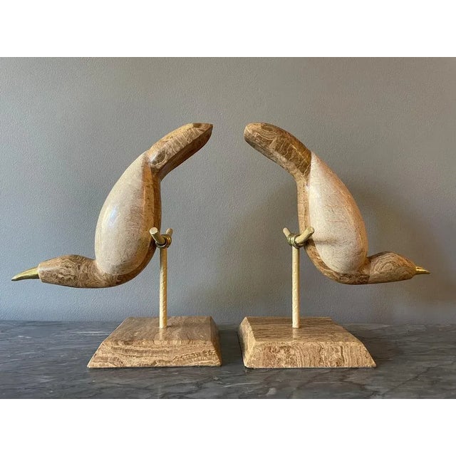 Tessellated Marble Perched Birds, 1980, Set of 2 For Sale - Image 8 of 13
