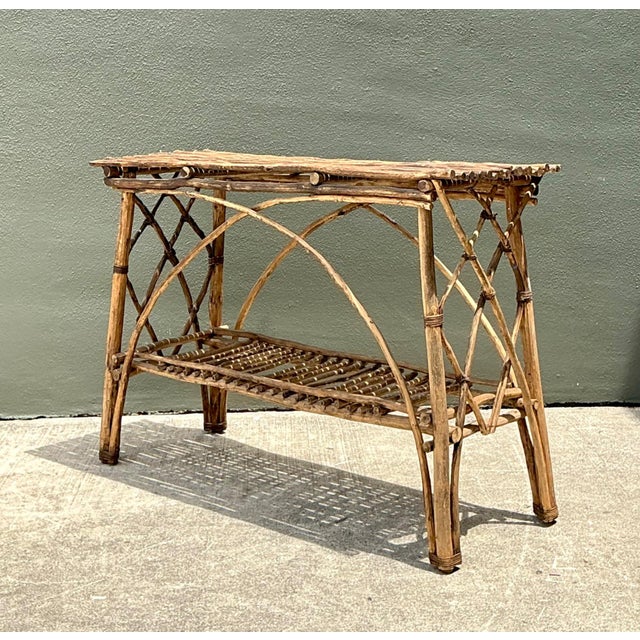Late 20th Century Vintage Adirondack Wood Console Table For Sale - Image 5 of 15