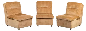 Vintage Light Brown Velvet Modular Lounge Chairs, 1970s, Set of 3