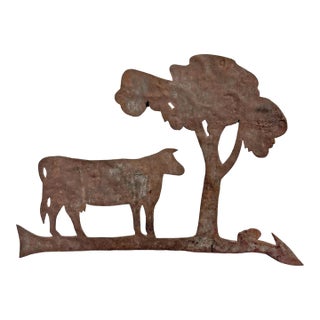 20th Century American Folk Art Cow and Tree Silhouette on Custom Wall Mount For Sale