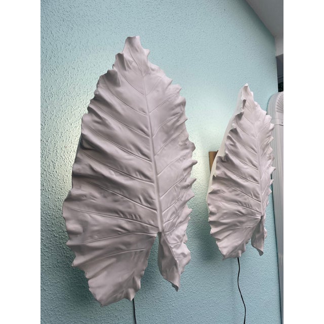 Traditional Alocasia Leaf Sconces by Julio Jimenez - Set of 2 For Sale - Image 3 of 12