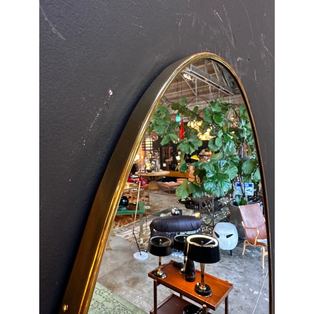 Mid-Century Modern Vintage Italian Oval Brass Mirror 1960s For Sale - Image 3 of 6