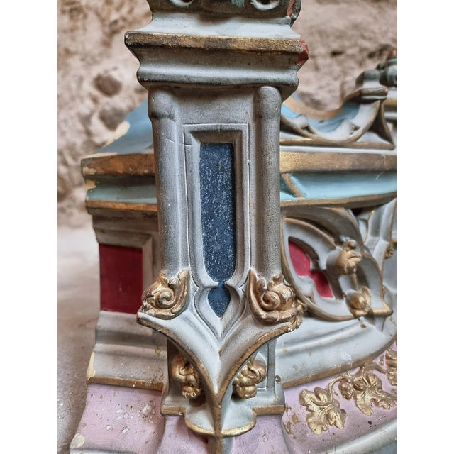 Blue Neo-Gothic Architectural Church Elements in Polychrome Terracotta, France, 19th Century, Set of 2 For Sale - Image 8 of 18