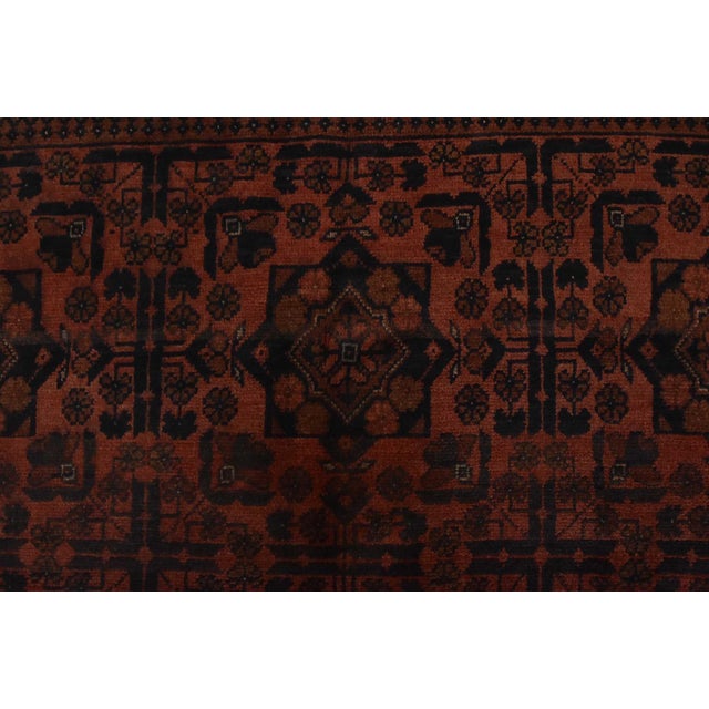 Red Turkmen Rug 6’7” X 9’6” Red Wool Tribal Hand-Knotted Oriental Carpet For Sale - Image 8 of 13