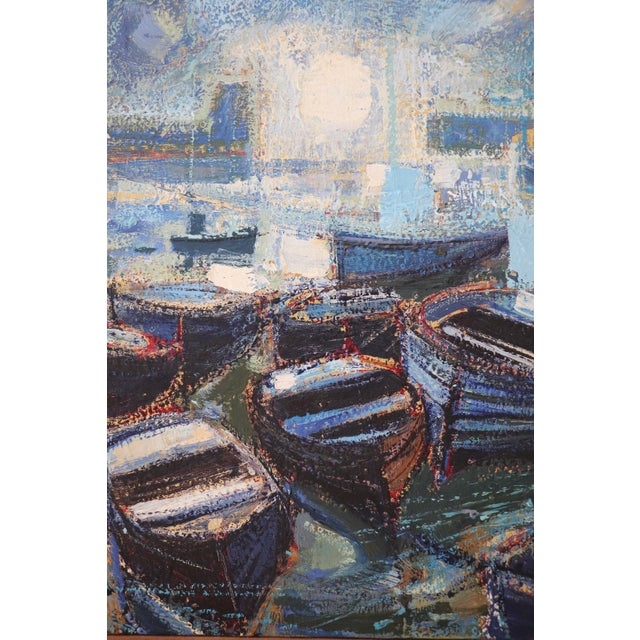 Jean-François Pierre, The Night Boats, 1964, Oil Painting on Canvas, Framed For Sale - Image 4 of 9