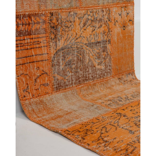Vintage Orange Patchwork Turkish Runner Rug - Handwoven Boho Carpet For Sale In San Francisco - Image 6 of 10